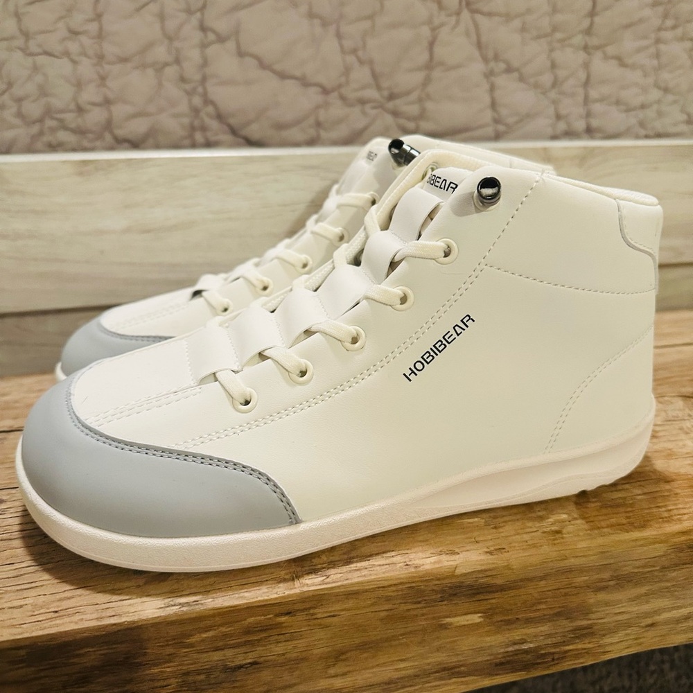 Hobibear Women's White and Gray High-Top Barefoot Sneakers